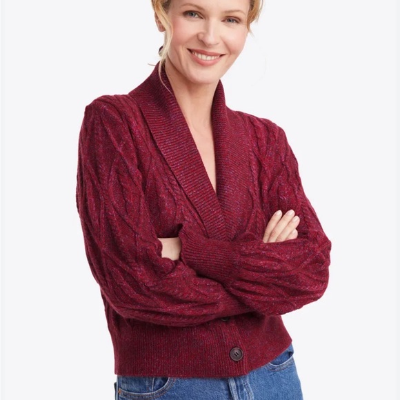 James Draper Marled Sweater Tuxedo Jacket Cardigan red - Picture 1 of 8